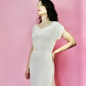 1930s pale Pink Devoré burnout Patterned Lawn Dress or Gown Formal- Sm