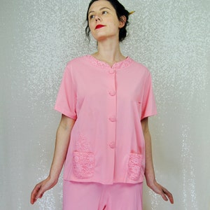 1960s Vintage Shadowline Pink Pajama 2 Piece Set - Sm to Lg