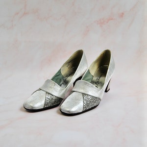 1960s Silver and Glitter Heels AS IS- Size 6