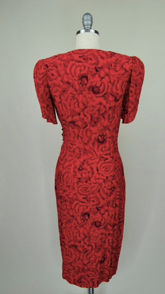 1980s Visionz Red Floral Wrap Summer Sun Dress - … - image 9