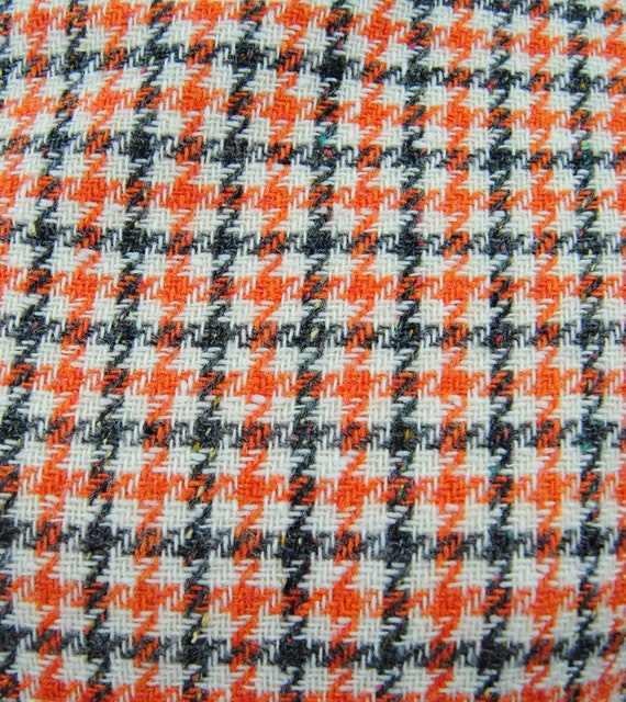 Vintage 1960s Fritzi Orange & Grey Houndstooth Pl… - image 9