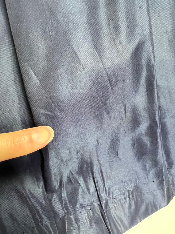 Vintage 80s Blue Taffeta Party Dress: Fit and Flare, Portrait Collar