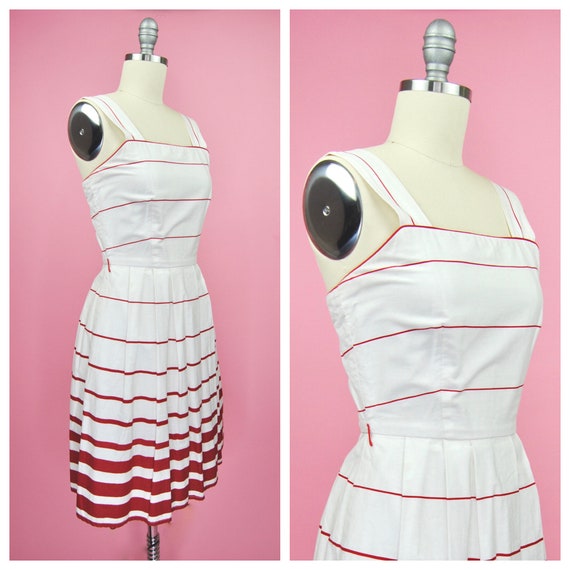 1980s Lanz Originals Red and White Sun Dress - XX… - image 1