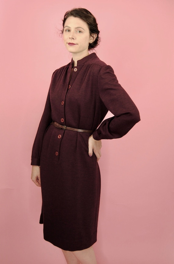 1980's Vintage Designer Adele Simpson Burgunday P… - image 1