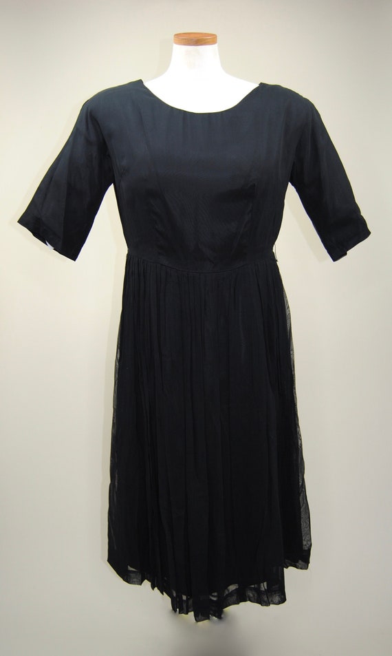 1950's Black Chiffon Cocktail Dress by Gloria Swan