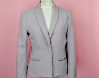 1970s Bobbie Brooks Pale Lavender Purple Wool Blazer Jacket - Md