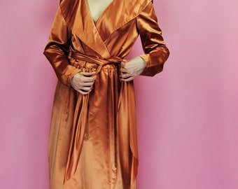 1960s 1970s Morty Sussman for Mollie Parnis Copper Satin
