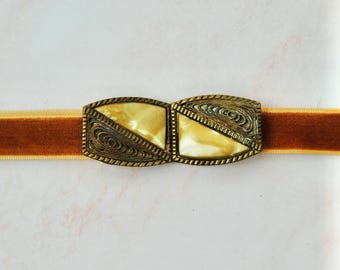 Vintage C1980s Old Hollywood Bronze Beaded Gold Braided Rope  display picture 3