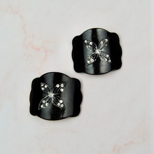 1930s Black Rhinestone Shoe Buckles