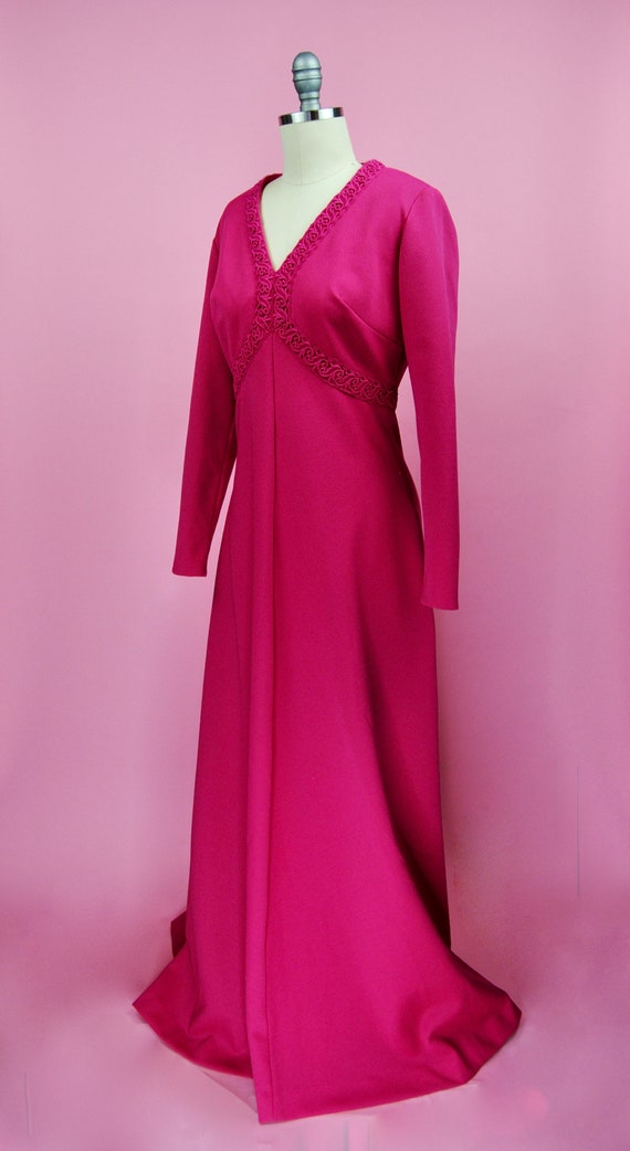 1960s 1970s Brief Originals Hot Pink Maxi Dress G… - image 6