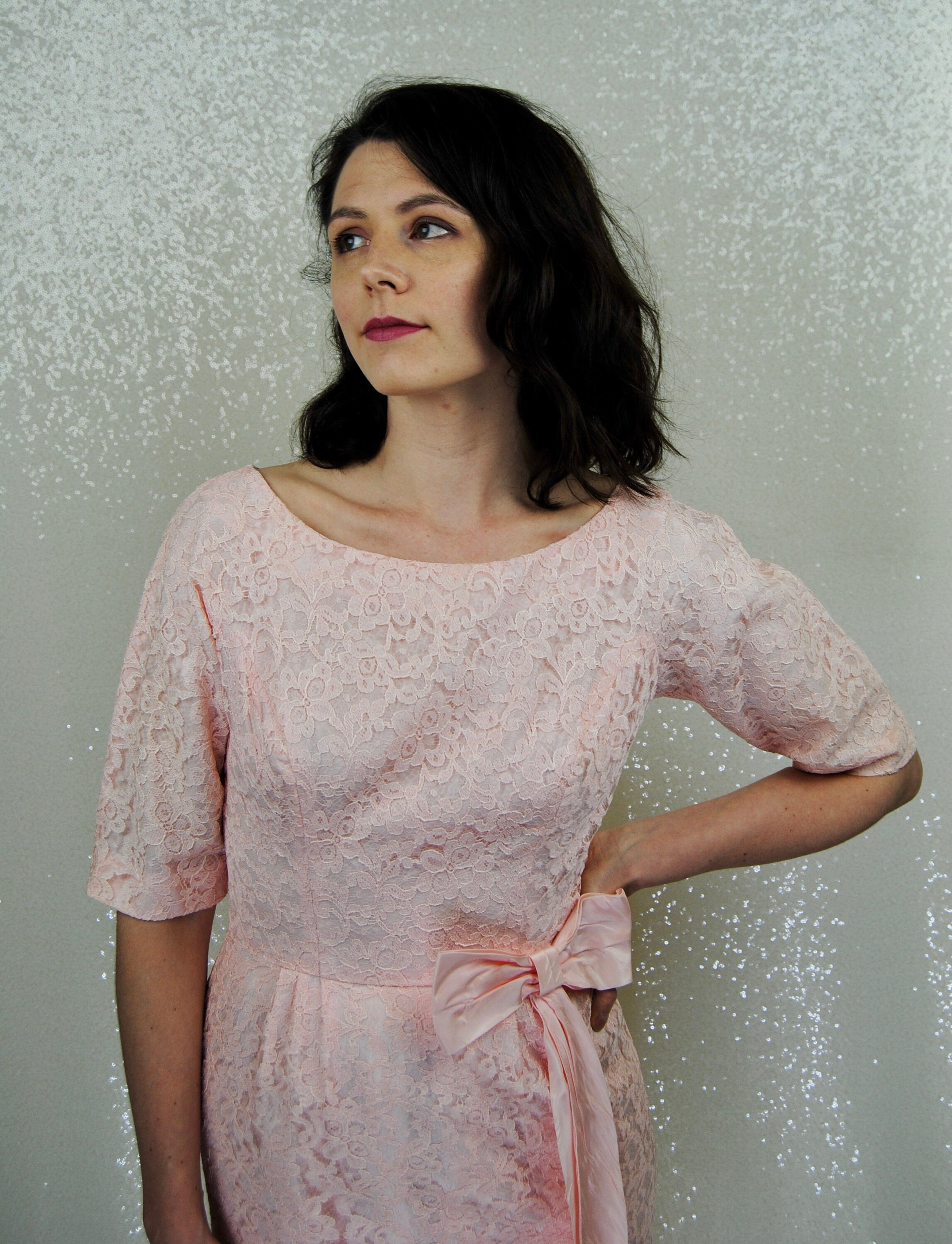Late 1950s/ Early 1960s Pale Pink Lace Cocktail Dress Sm Etsy
