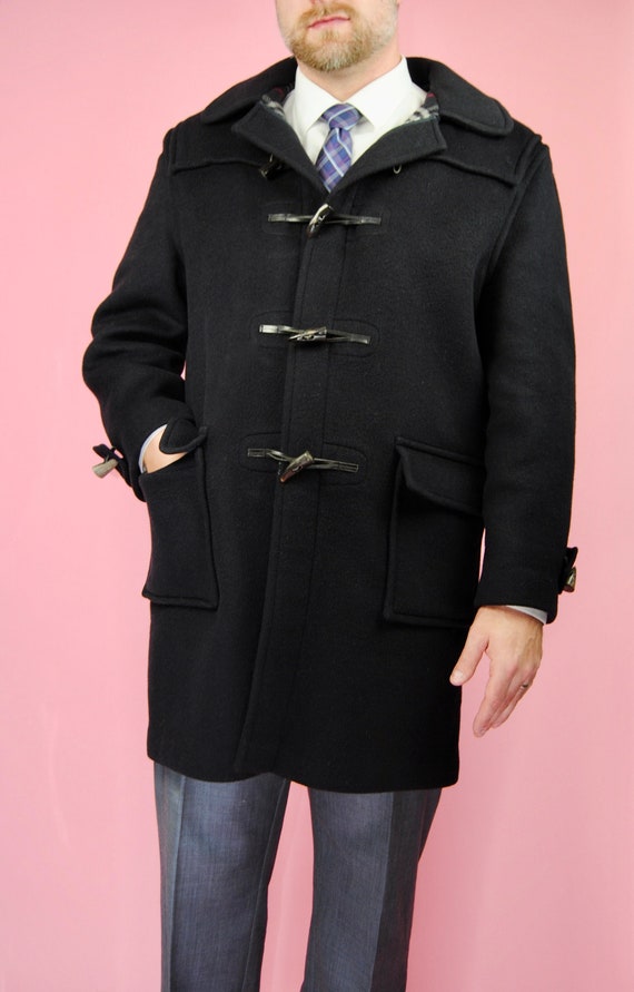 1980s Burberrys' Dark Navy Blue Duffle Winter Coat