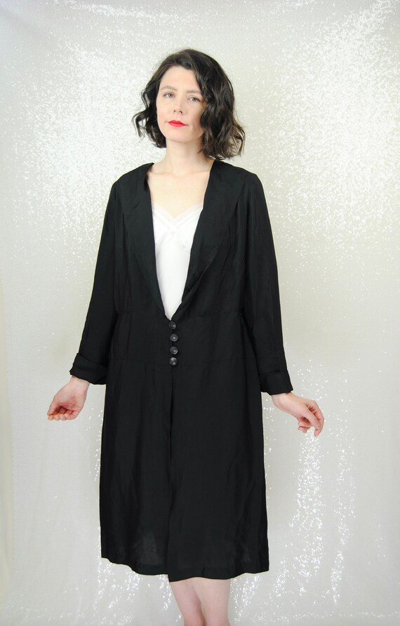 1920s Black Dress or Light Weight Jacket - Md to L