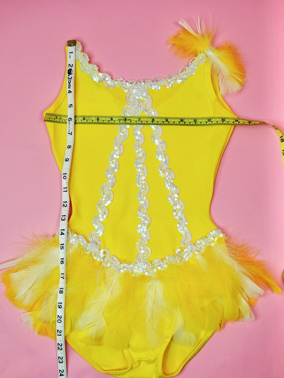 1970s Vintage Yellow Dance Leotard with Sequins and F… Gem