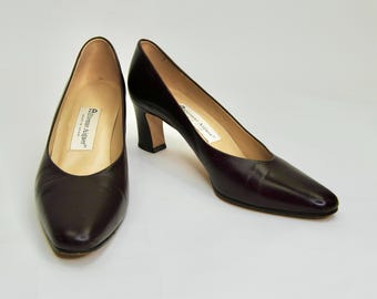 1980s Pierre Cardin Brown Leather Pumps | Vintage Brown Heels, US 