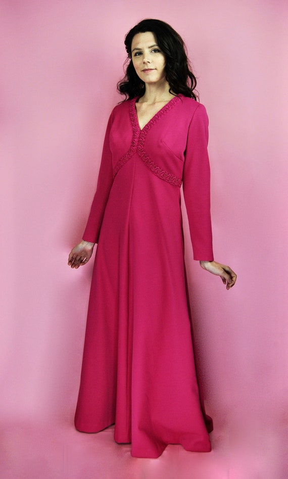 1960s 1970s Brief Originals Hot Pink Maxi Dress G… - image 5