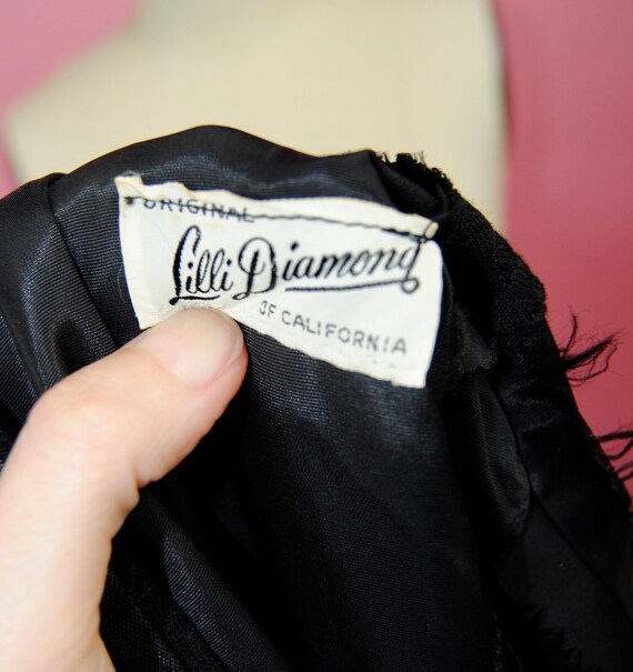 RARE 1950s Lilli Diamond Black Fur Peplum Wool Dr… - image 6