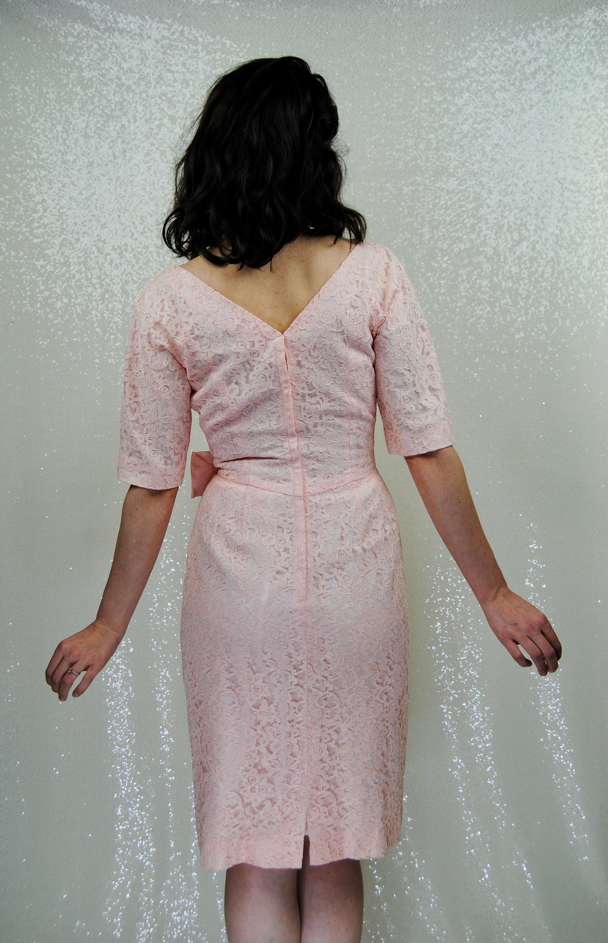 Late 1950s/ Early 1960s Pale Pink Lace Cocktail Dress Sm Etsy