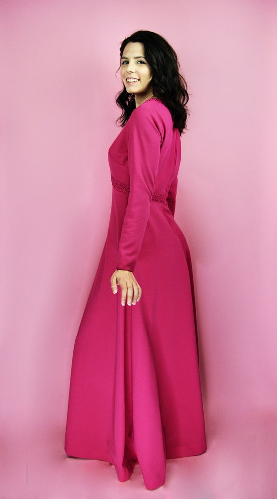1960s 1970s Brief Originals Hot Pink Maxi Dress G… - image 3