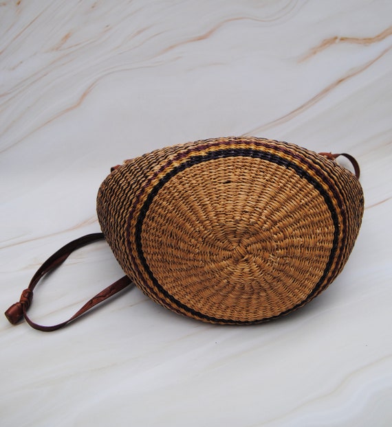 Vintage 1990s y2k Sisal Woven Market Crossbody Ba… - image 3