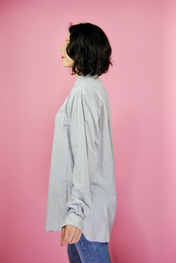 White Button Down with Grey Pinstripes