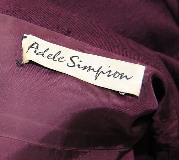 1980's Vintage Designer Adele Simpson Burgunday P… - image 9