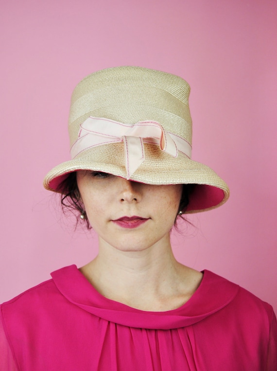 1960s "Fashion Guild" Summer Pink and Straw Hat