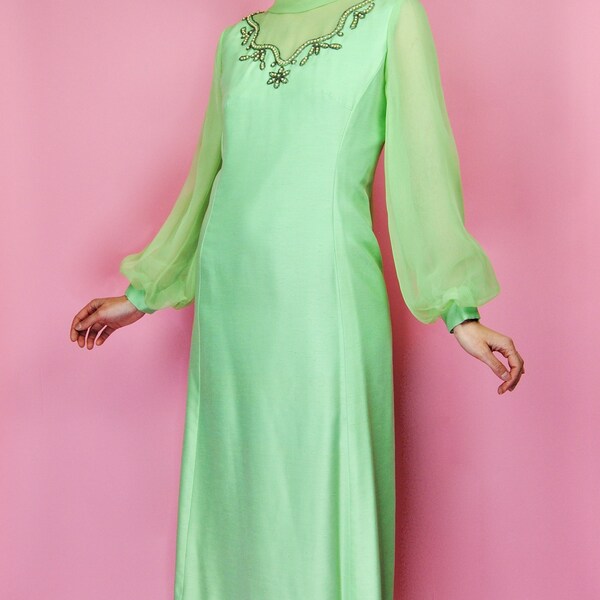 Cap Sleeve A-line Tea-length Chiffon Dress Mint Green