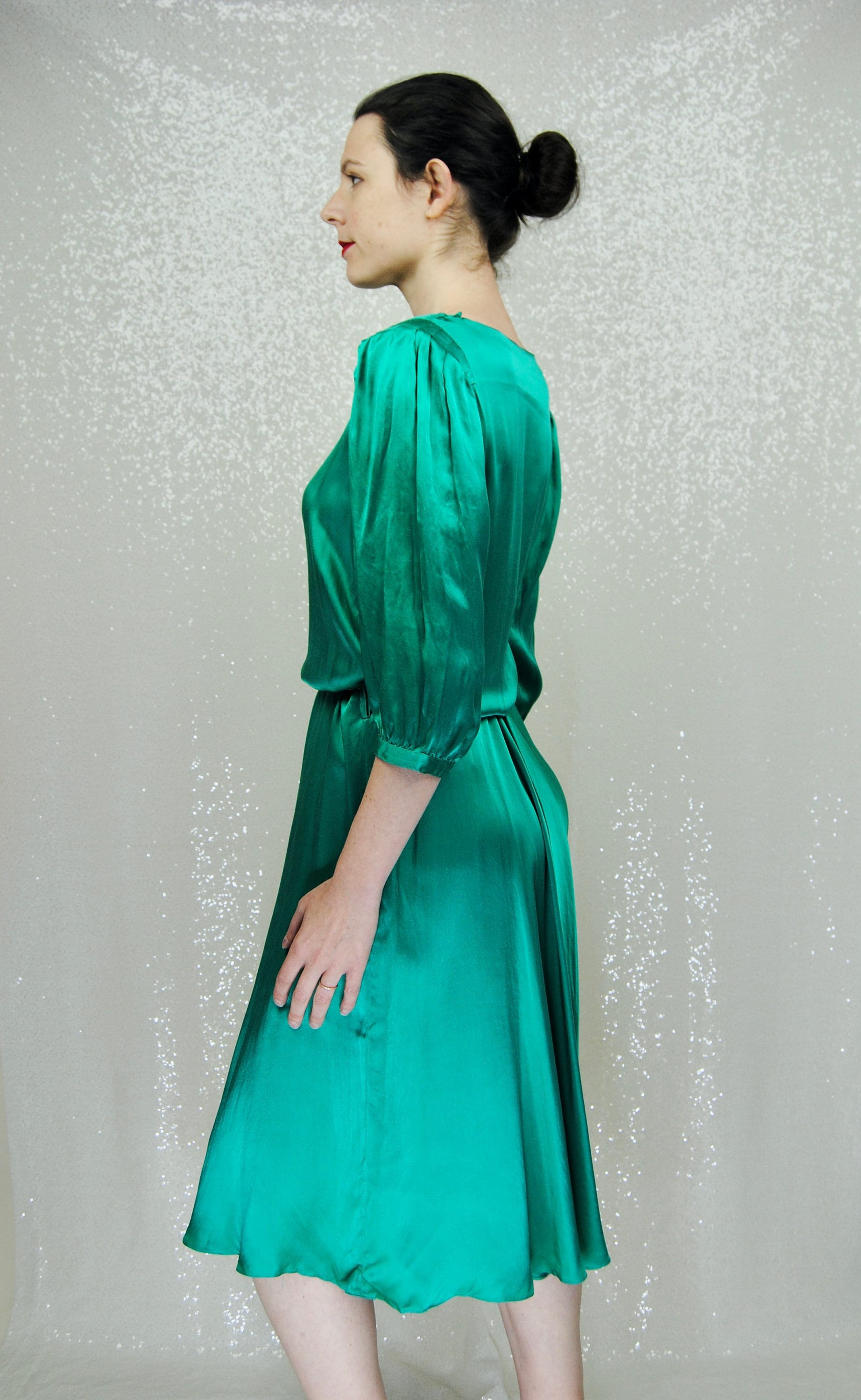 1980s Vintage Nora Noh Emerald Green Silk Dress Sm to Md - Etsy
