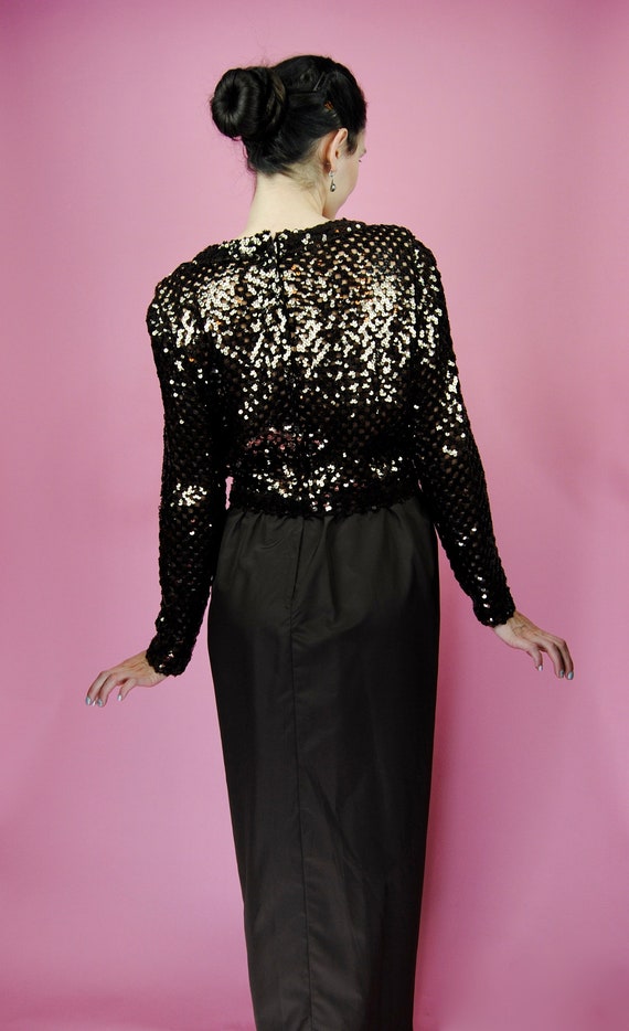 1970s Lilli Diamond Brown Sequined Holiday Party … - image 4