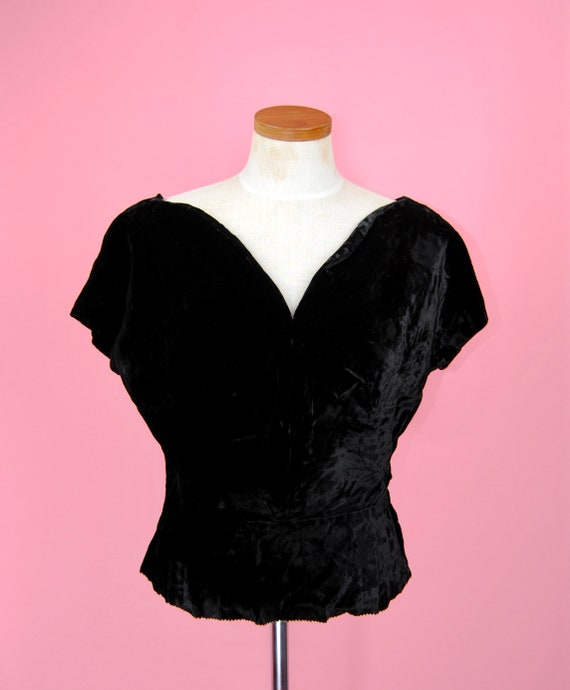 1950s Black Velvet "Cadillac Original" Top - Lg - image 6