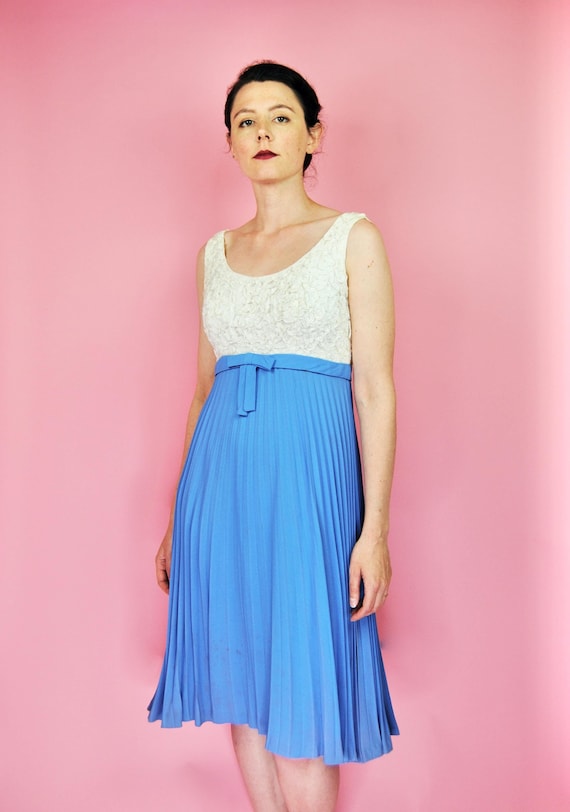 pleated periwinkle dress Afternoon Ease Pleated Scuba Midi Dress in Periwinkle