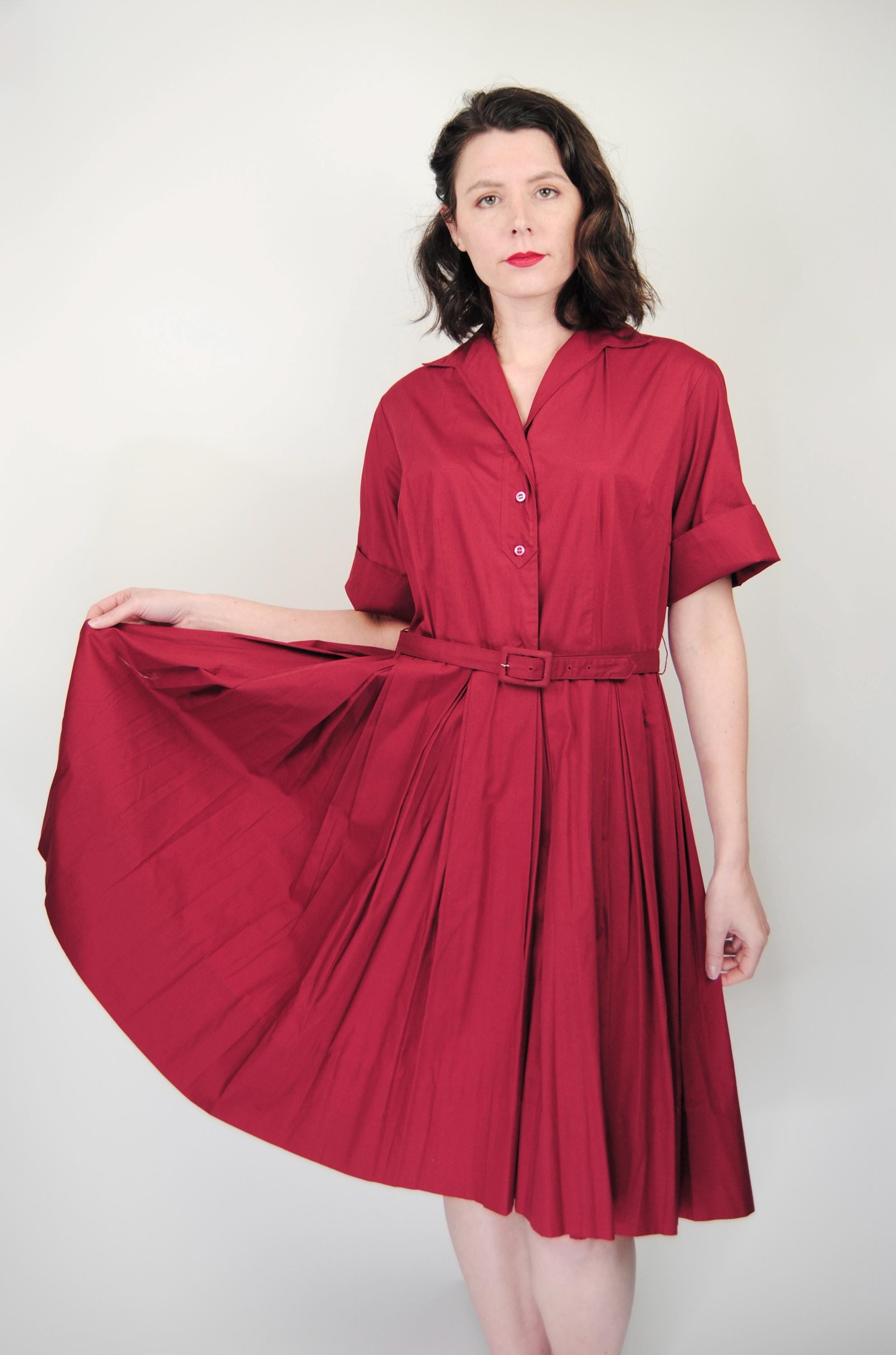 50s Burgundy Dress - Etsy 50s Burgundy Dress - Etsy