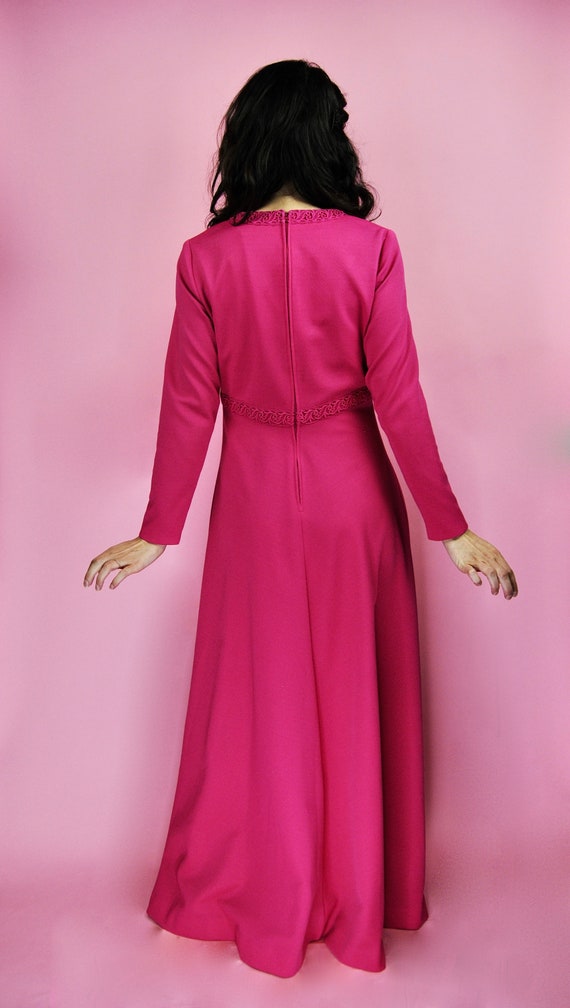 1960s 1970s Brief Originals Hot Pink Maxi Dress G… - image 4