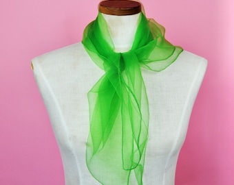 Vintage Sheer Solid Green Scarf