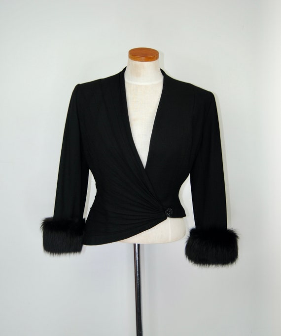 1960s Vintage Lilli Ann Black Pleated Blazer Suit… - image 5
