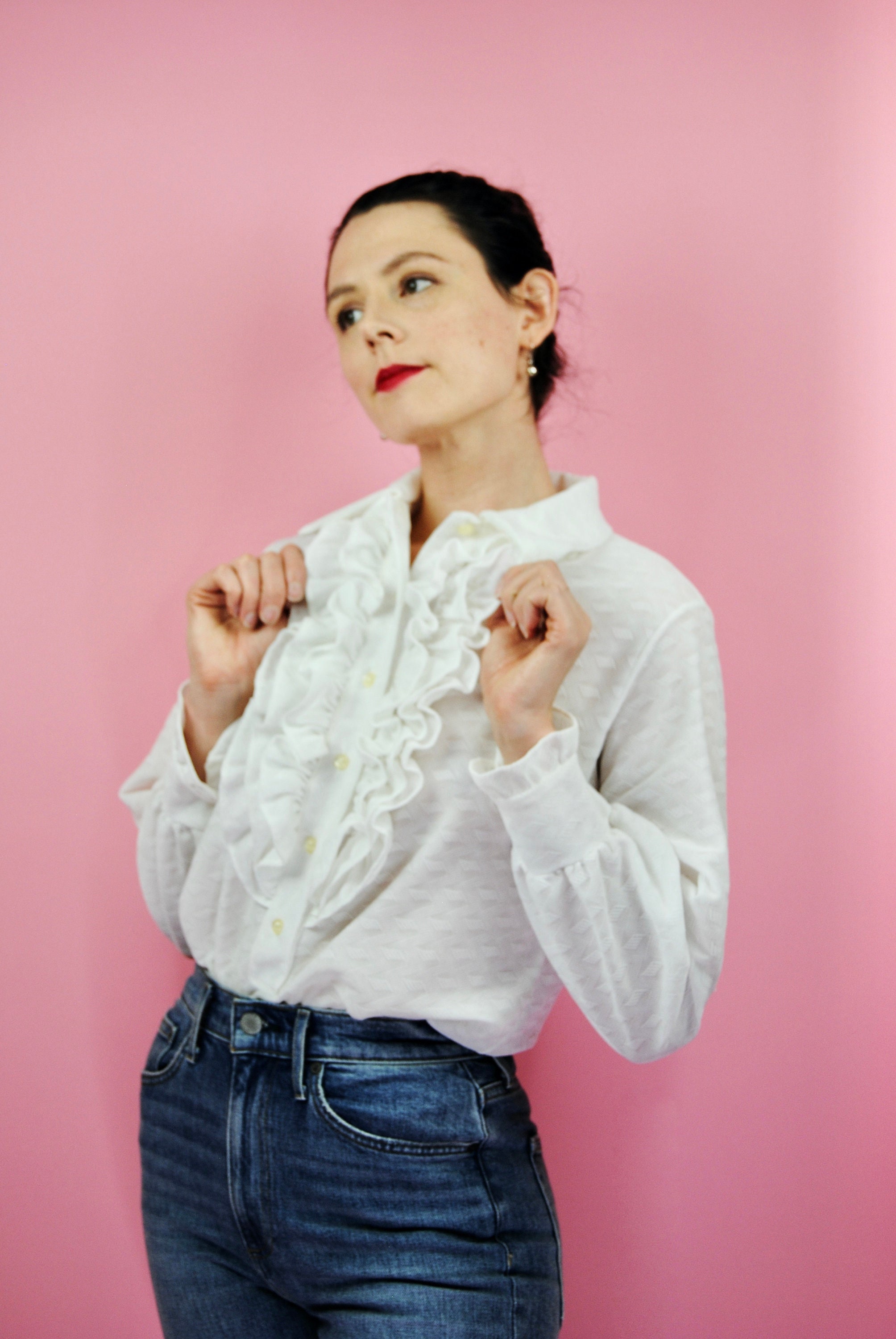 トップス 60-70s Ruffle Front Shirts WOMENS 60s 70s DISCO RUFFLE SHIRTS ADULTS FANCY DRESS
