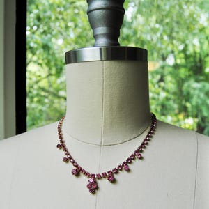 1950s 1960s Vintage Pink Rhinestone Necklace