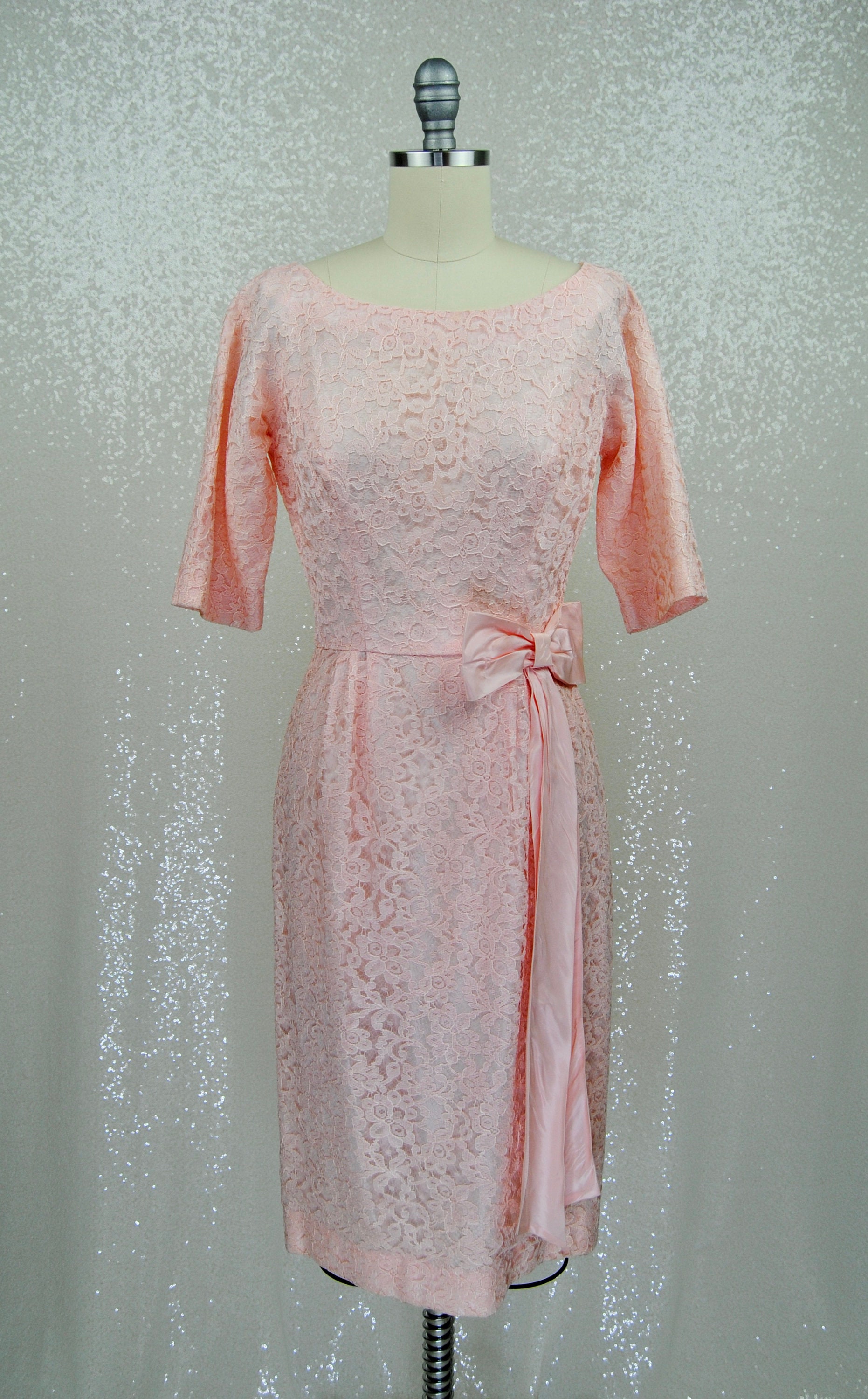 Late 1950s/ Early 1960s Pale Pink Lace Cocktail Dress Sm Etsy