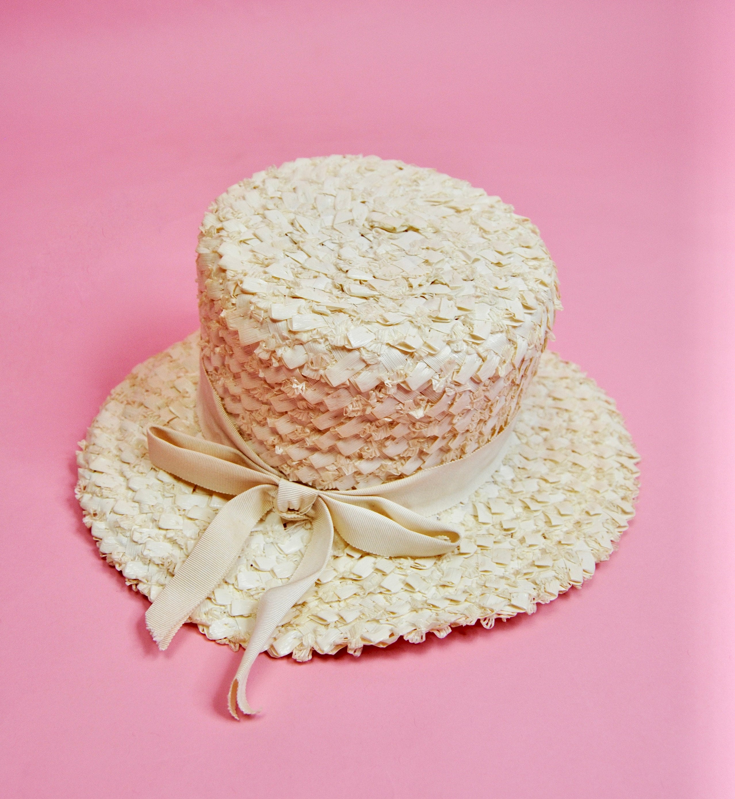 Vintage Hat 1960s Cream Off White Special Occasion​​​ 1960s Vintage Cream Off-white Straw Hat With Ribbon - Etsy main image 2