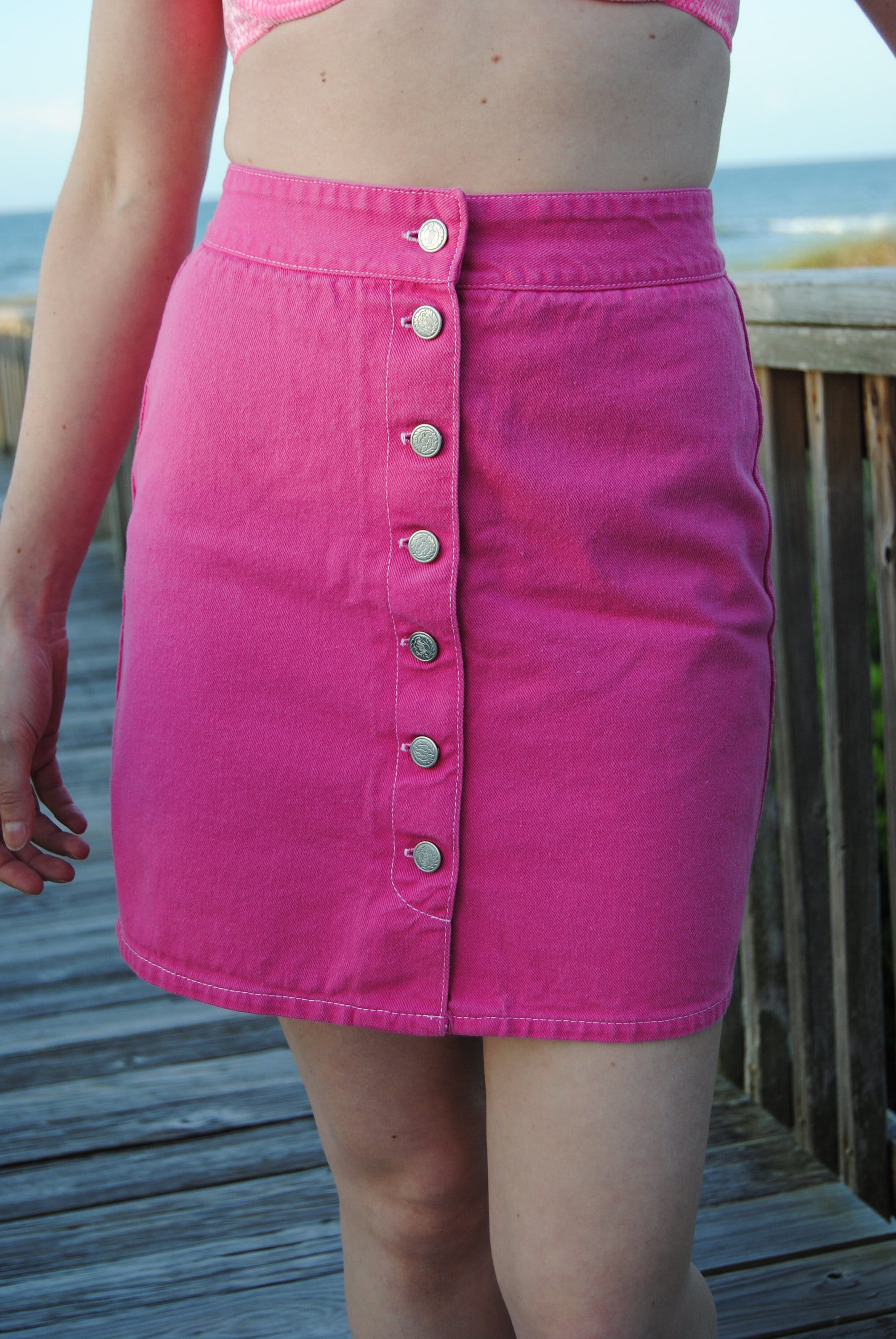 Button Denim Skirt 