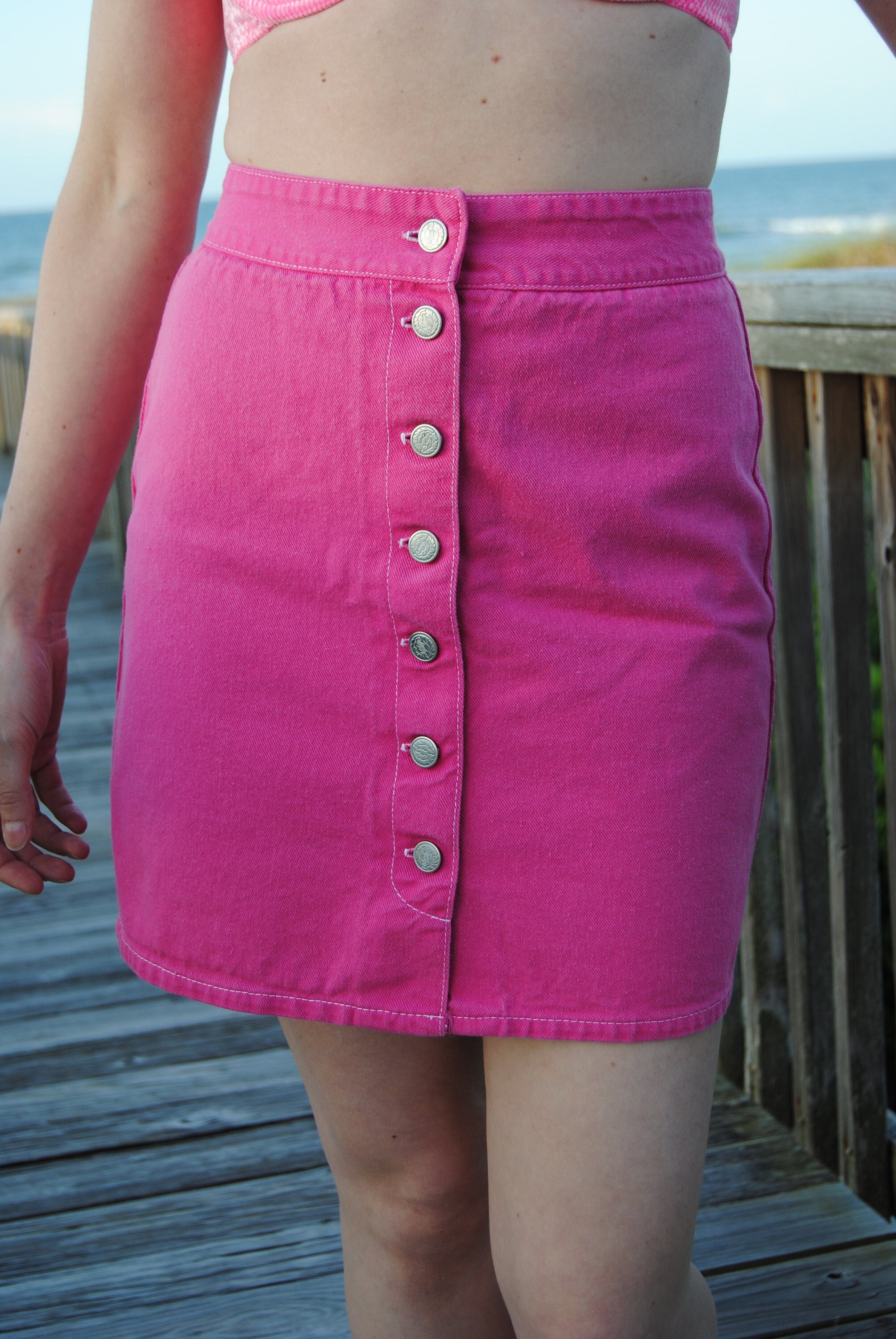 Button Denim Skirt 