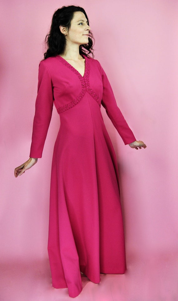 1960s 1970s Brief Originals Hot Pink Maxi Dress G… - image 2