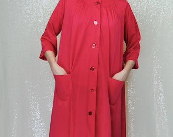 1960s Vintage Red Shadowline Pajama 3 Piece Set - Sm to Md