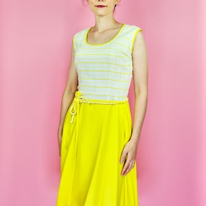 1960&#39;s Elinor Porler Yellow & White Sun Dress - S to M