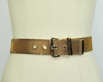 Vintage 1980s Gold Tone Woven Mesh Belt, XS-S - Etsy display picture 3