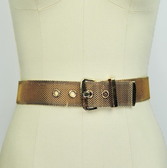 Vintage Mid- Century Style Gold Tone Metal Mesh Belt - Xs - Etsy display picture 3