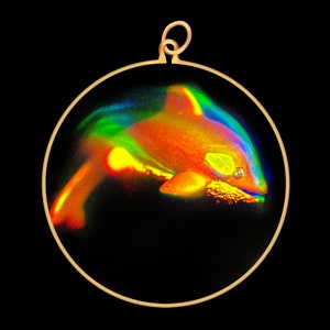 9ct Gold Hologram Pendant - Killer Whale Orca (Large)