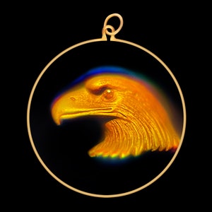 9 Karat Gold Hologramm Anhänger - Adlerkopf (groß)