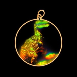 9ct Gold Hologram Pendant - Dinosaur T-Rex (Medium)